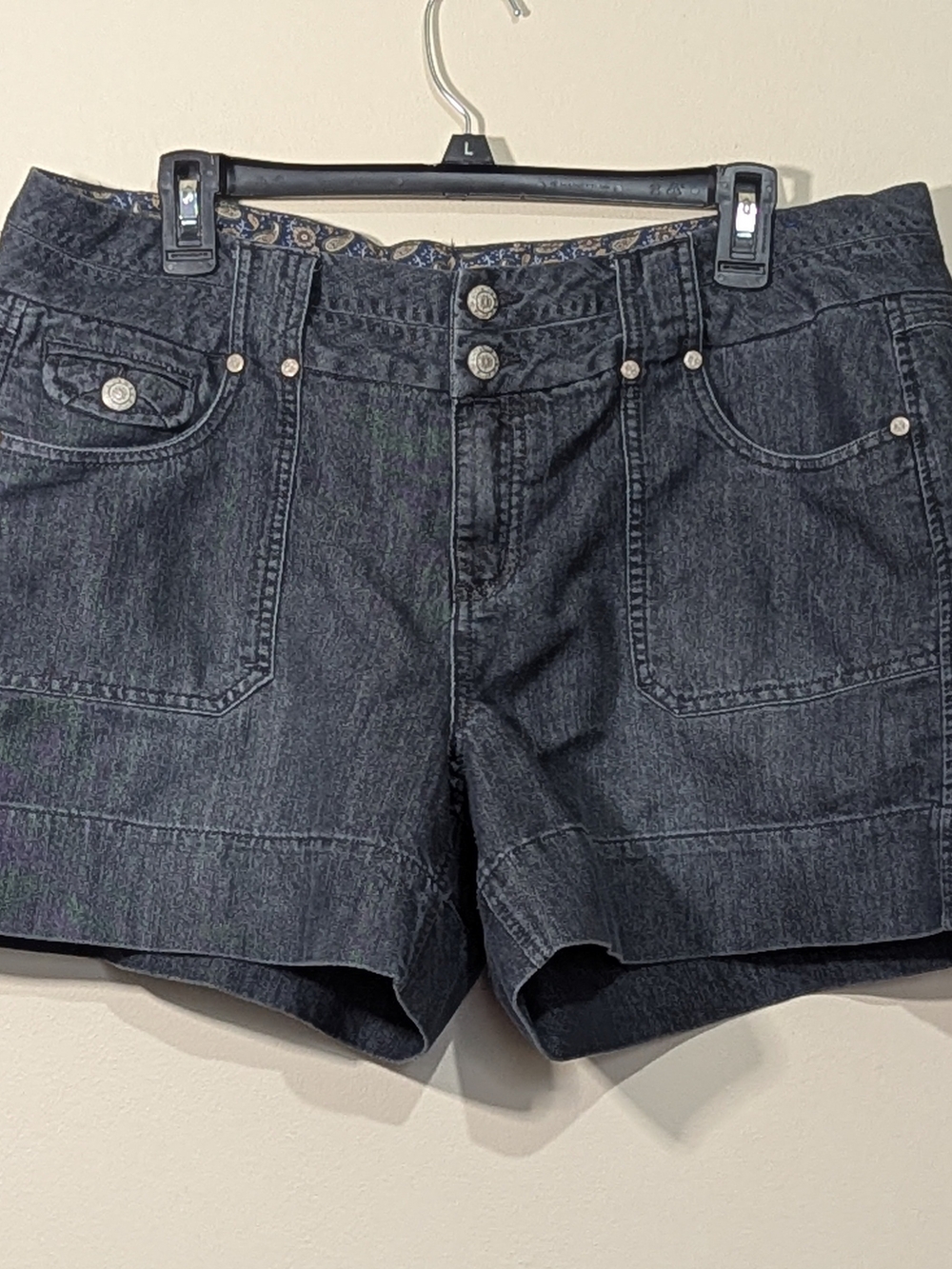 Dakota Blue Denim Shorts Womens Size 14 Dark Wash Mid Rise 5” Inseam Casual